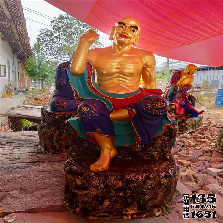 玻璃钢彩绘景区寺庙大型十八罗汉雕塑 玻璃钢彩绘景区寺庙大型十八罗汉雕塑
