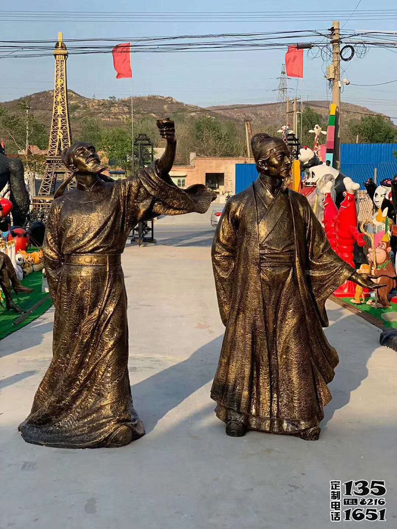 景区玻璃钢仿铜古代诗人李白,杜甫雕塑 景区玻璃钢仿铜古代诗人李白,杜甫雕塑