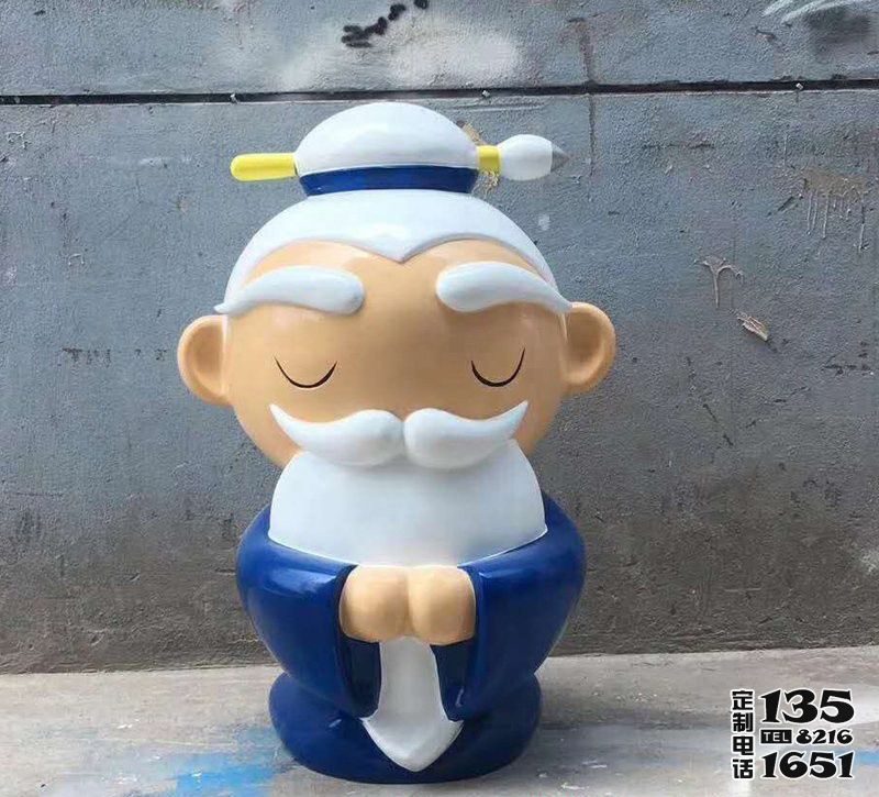 商业街摆放玻璃钢卡通老人公仔雕塑 商业街摆放玻璃钢卡通老人公仔雕塑