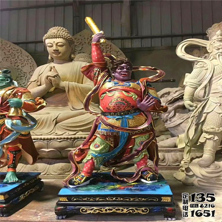 玻璃钢彩绘大型人物景观十二神将雕塑 玻璃钢彩绘大型人物景观十二神将雕塑