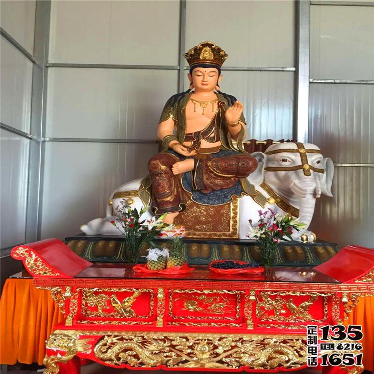 寺庙玻璃钢彩绘大型人物景观菩萨文殊普贤雕塑 寺庙玻璃钢彩绘大型人物景观菩萨文殊普贤雕塑