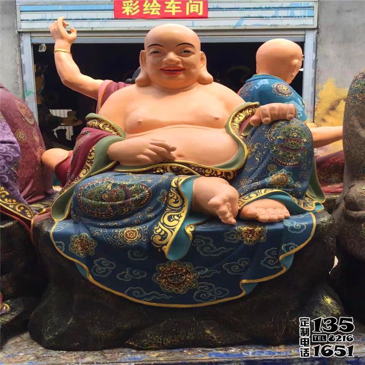 玻璃钢彩绘大型景观弥勒佛雕塑 玻璃钢彩绘大型景观弥勒佛雕塑