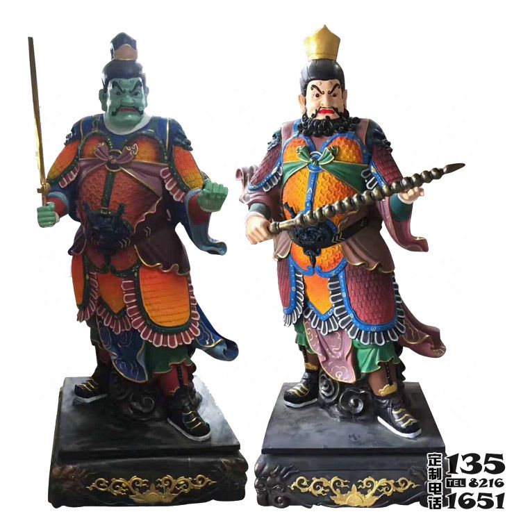 宗教寺院摆放四大天王玻璃钢彩绘神像雕塑 宗教寺院摆放四大天王玻璃钢彩绘神像雕塑