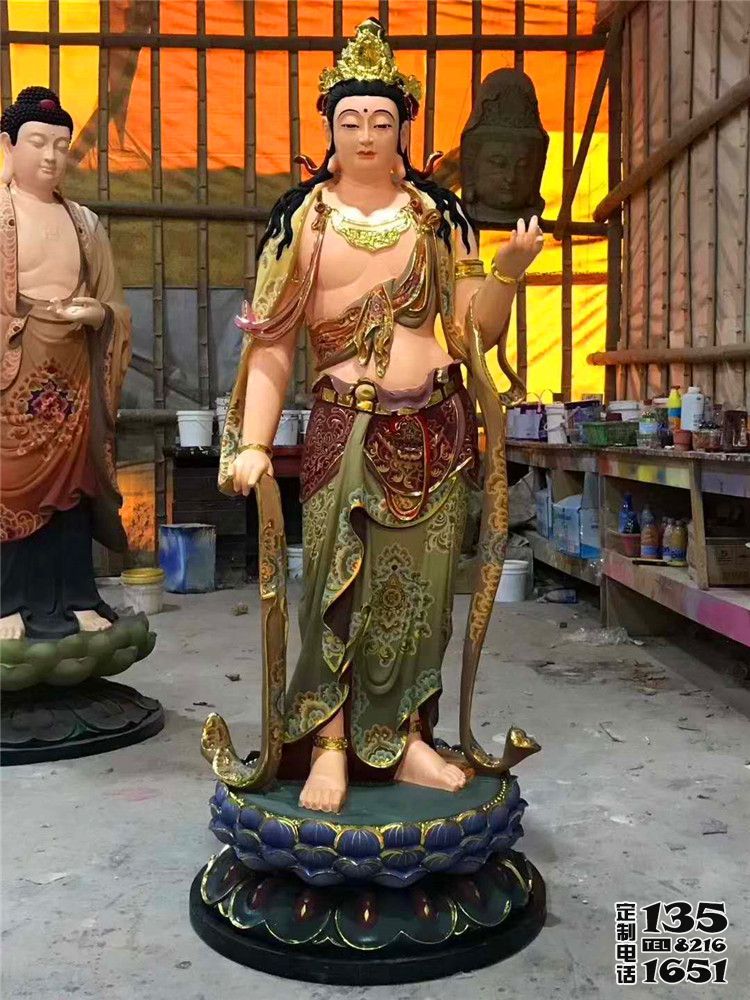 寺庙景区玻璃钢彩绘三圣雕塑 寺庙景区玻璃钢彩绘三圣雕塑