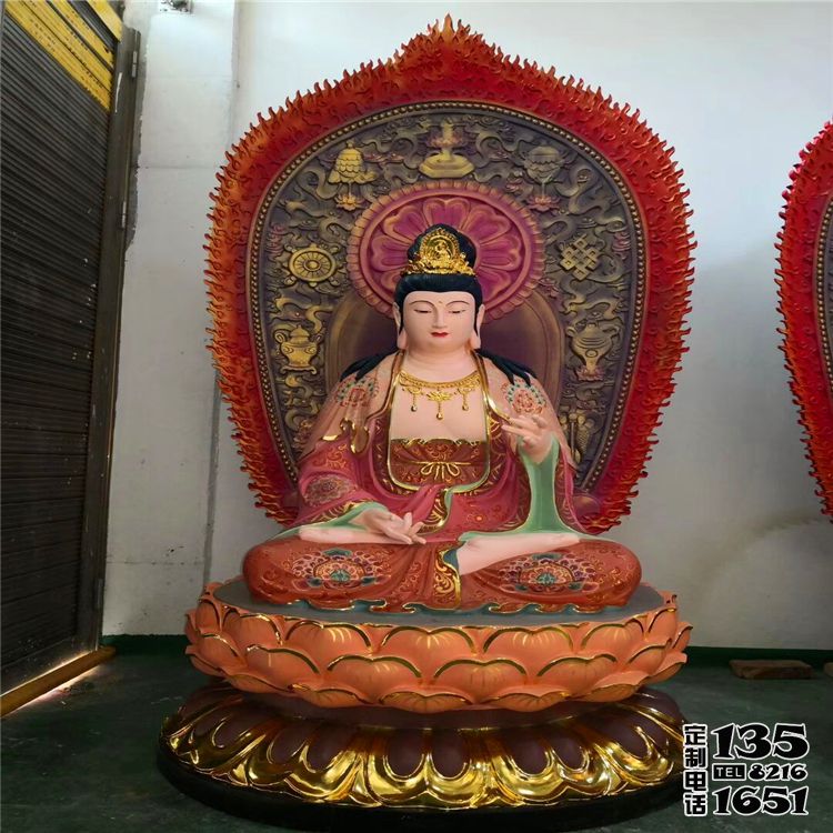 玻璃钢彩绘大型景观佛像三圣雕塑 玻璃钢彩绘大型景观佛像三圣雕塑