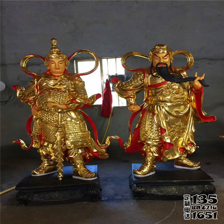 玻璃钢彩绘漆金寺庙庭院关公雕塑 玻璃钢彩绘漆金寺庙庭院关公雕塑