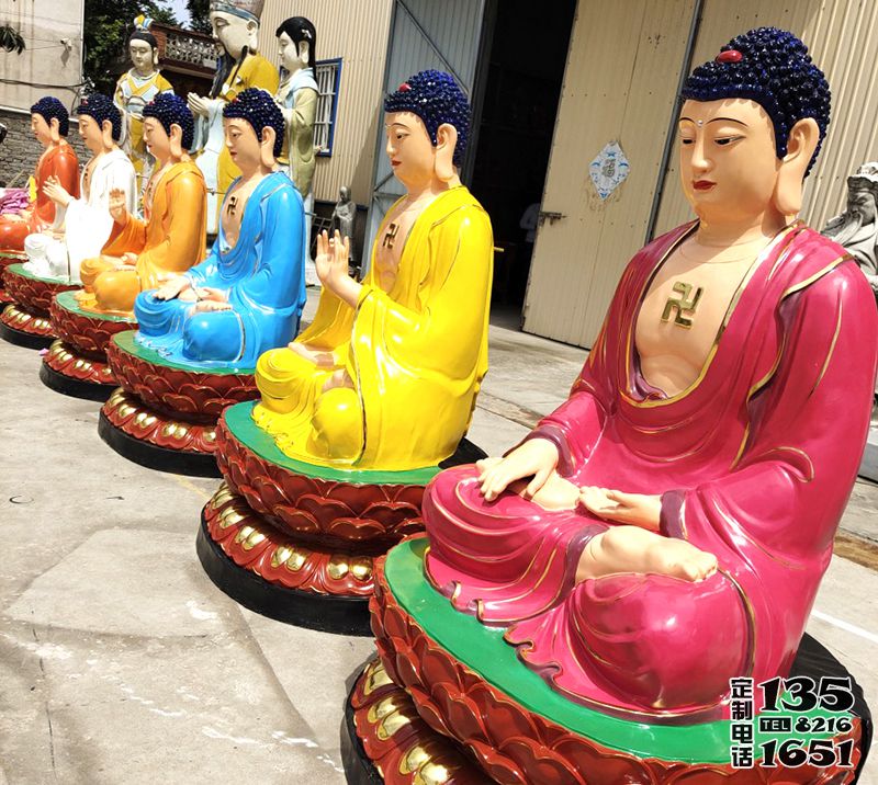 景区大型玻璃钢彩绘佛像三圣佛雕塑 景区大型玻璃钢彩绘佛像三圣佛雕塑