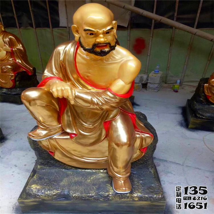 玻璃钢彩绘大型景观漆金佛像十八罗汉雕塑 玻璃钢彩绘大型景观漆金佛像十八罗汉雕塑