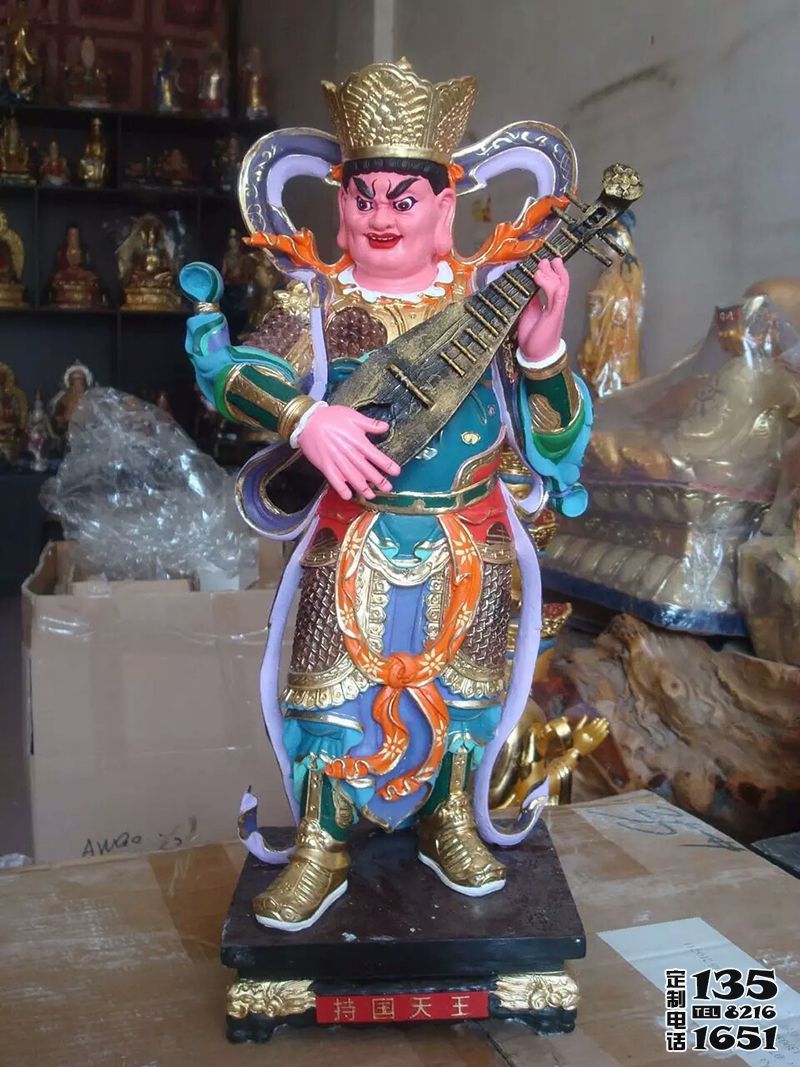 寺庙玻璃钢彩绘持国天王雕塑 寺庙玻璃钢彩绘持国天王雕塑