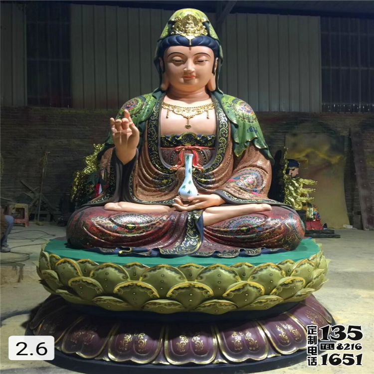 玻璃钢彩绘寺庙大型坐着的观音雕塑 玻璃钢彩绘寺庙大型坐着的观音雕塑