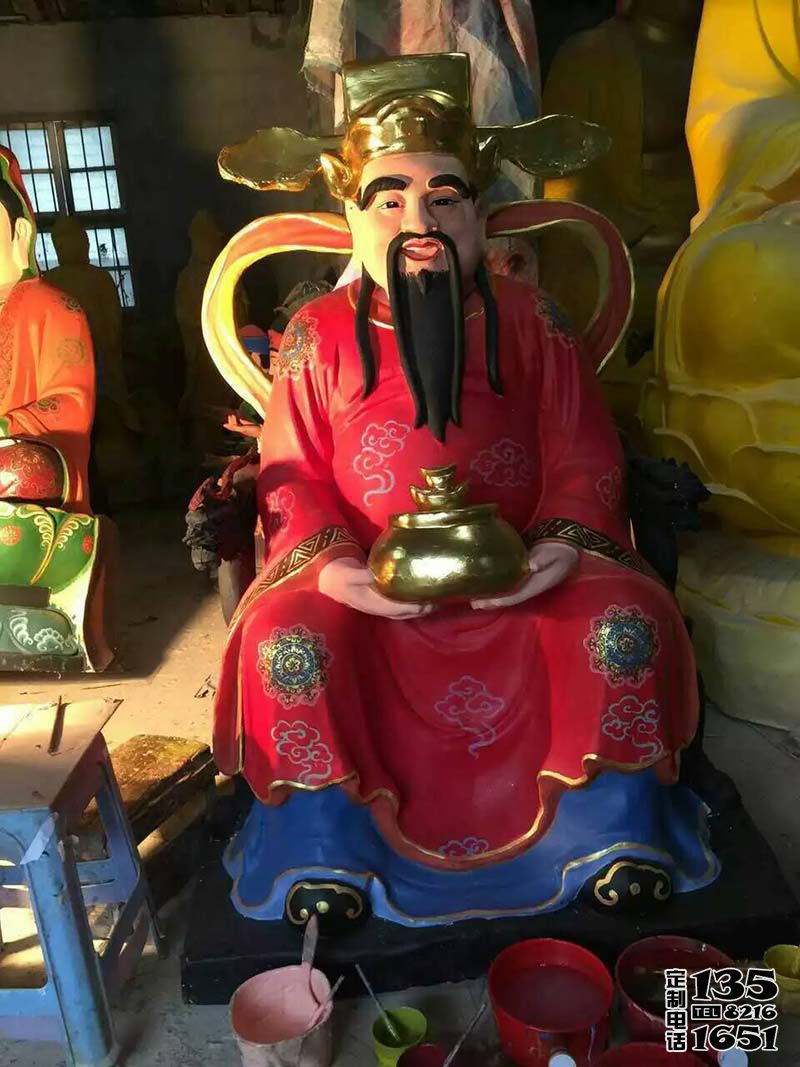 彩绘玻璃钢大型寺庙招财菩萨财神雕塑 彩绘玻璃钢大型寺庙招财菩萨财神雕塑