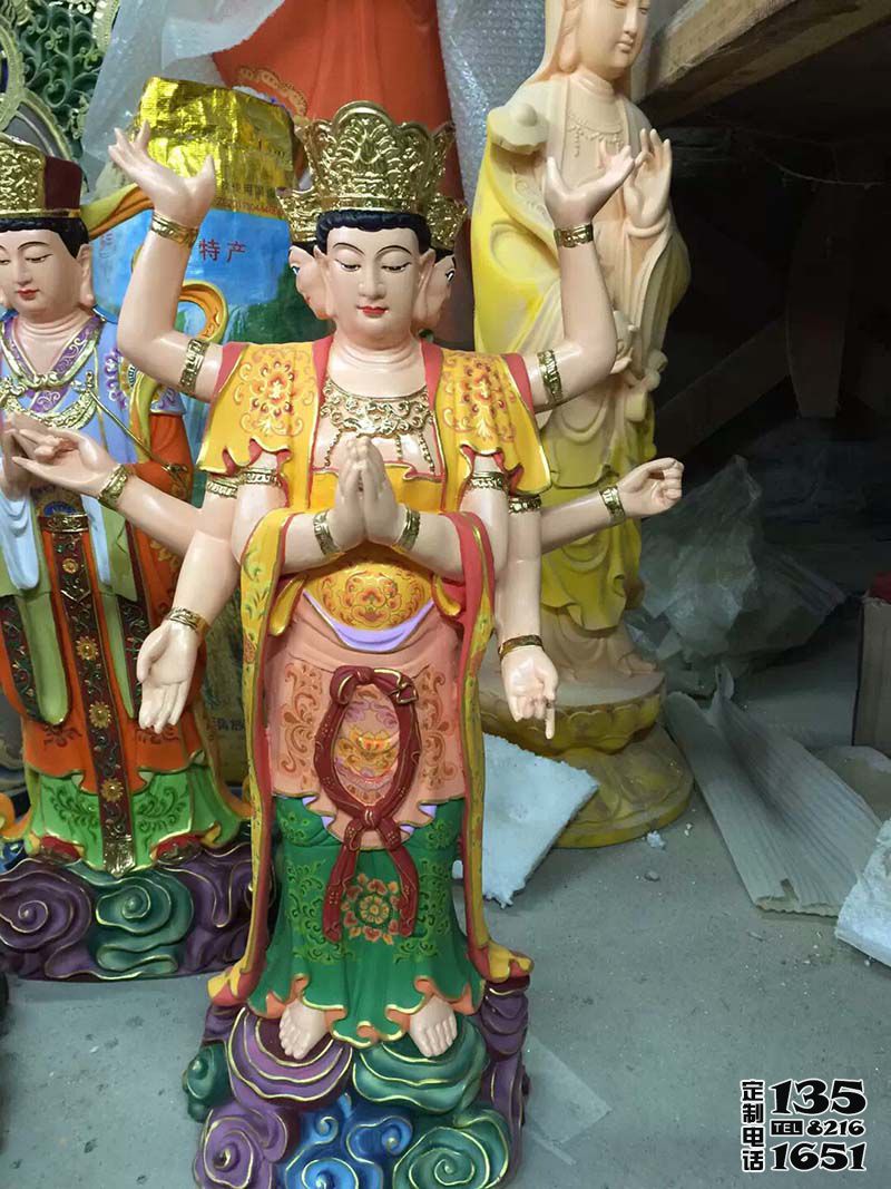 寺庙玻璃钢彩绘树脂菩萨像摩利支天雕塑 寺庙玻璃钢彩绘树脂菩萨像摩利支天雕塑