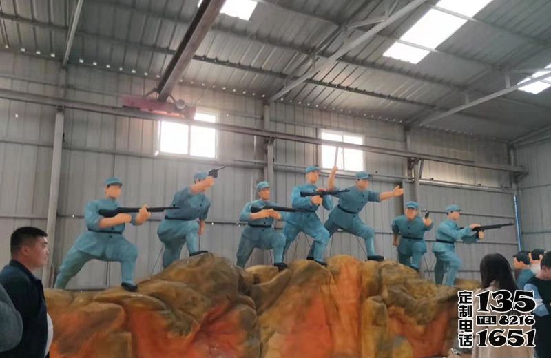 玻璃钢仿真抗战英雄人物雕塑