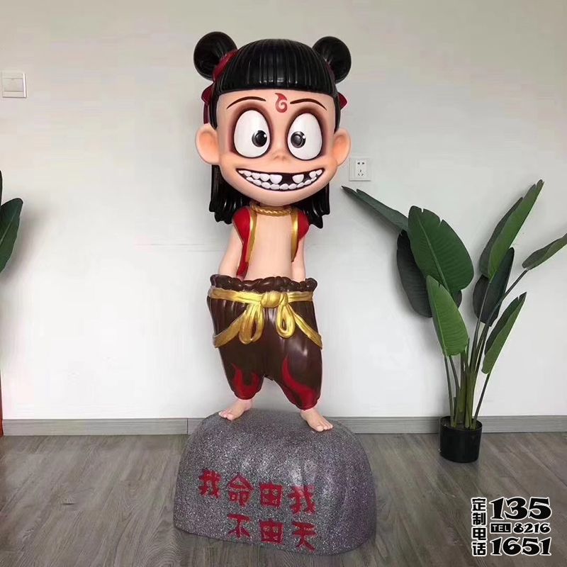 商场电影院玻璃钢卡通彩绘魔童降世哪吒雕塑 商场电影院玻璃钢卡通彩绘魔童降世哪吒雕塑
