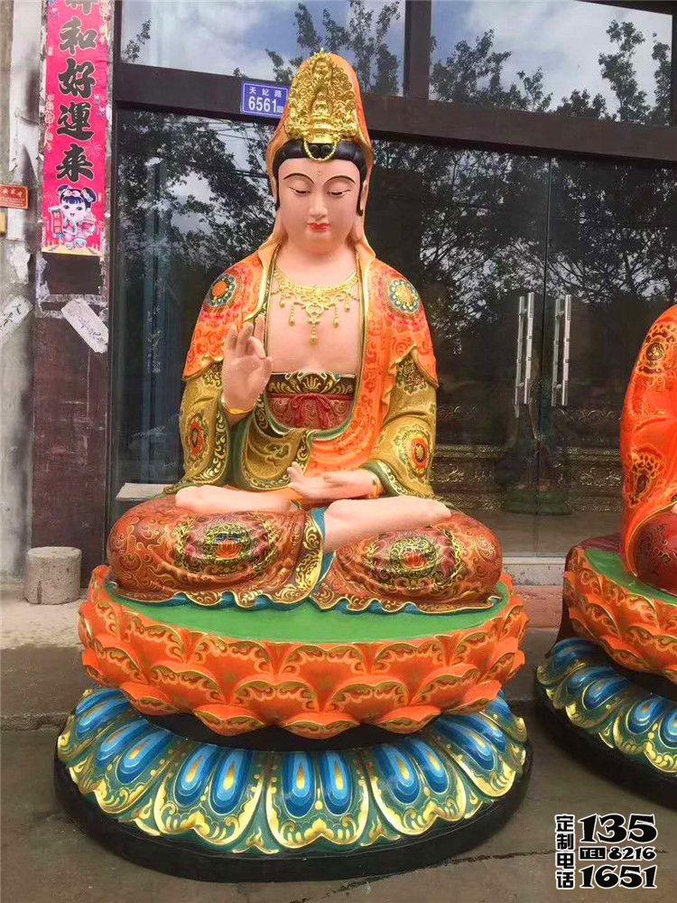 寺庙大型玻璃钢彩绘观音雕塑 寺庙大型玻璃钢彩绘观音雕塑