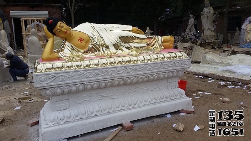寺庙大型玻璃钢鎏金卧佛雕塑 寺庙大型玻璃钢鎏金卧佛雕塑
