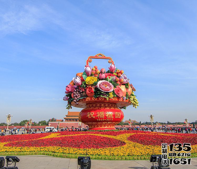 广场玻璃钢彩绘定制户外花篮雕塑 广场玻璃钢彩绘定制户外花篮雕塑