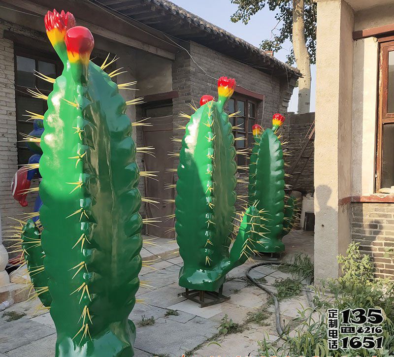 城市花园广场摆放玻璃钢仿真植物仙人掌景观雕塑 城市花园广场摆放玻璃钢仿真植物仙人掌景观雕塑