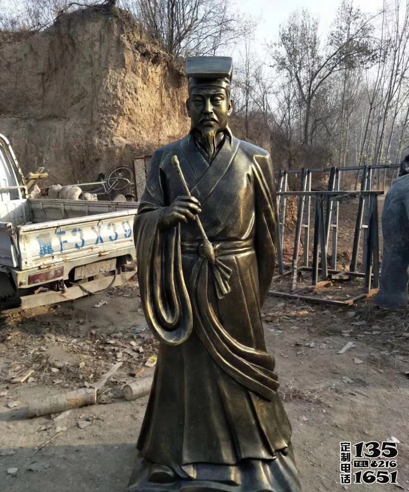 学院站立拿笔仿铜玻璃钢王羲之名人雕塑 学院站立拿笔仿铜玻璃钢王羲之名人雕塑