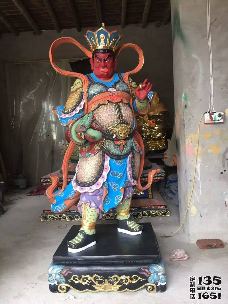 玻璃钢彩绘户外景区四大天王雕塑 玻璃钢彩绘户外景区四大天王雕塑