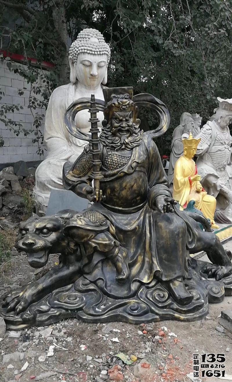 寺庙供奉玻璃钢仿铜武财神雕塑 寺庙供奉玻璃钢仿铜武财神雕塑