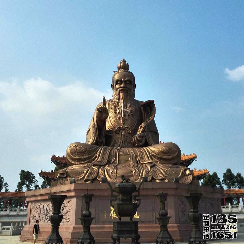 广场景区大型玻璃钢仿铜老子雕塑 广场景区大型玻璃钢仿铜老子雕塑