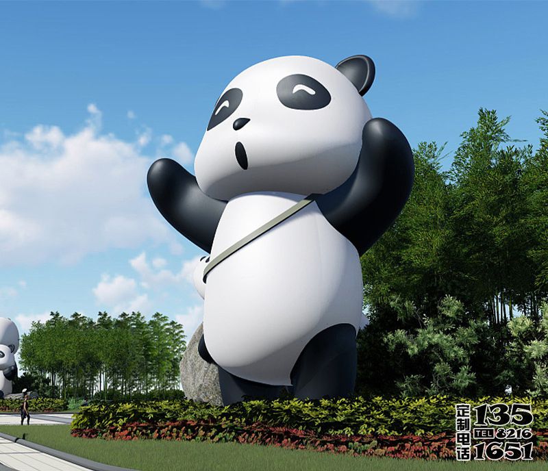 小区广场花园摆放大型卡通彩绘玻璃钢熊猫雕塑 小区广场花园摆放大型卡通彩绘玻璃钢熊猫雕塑