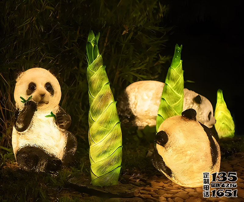 玻璃钢熊猫发光动物雕塑摆件 玻璃钢熊猫发光动物雕塑摆件