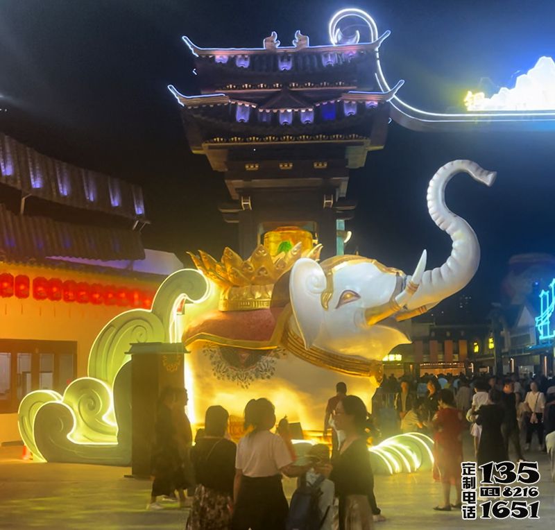 玻璃钢大象夜发光雕塑 玻璃钢大象夜发光雕塑