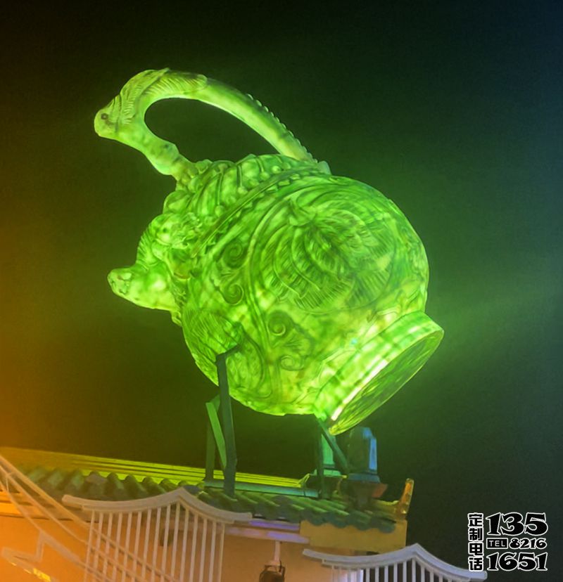 玻璃钢发光茶壶雕塑 玻璃钢发光茶壶雕塑