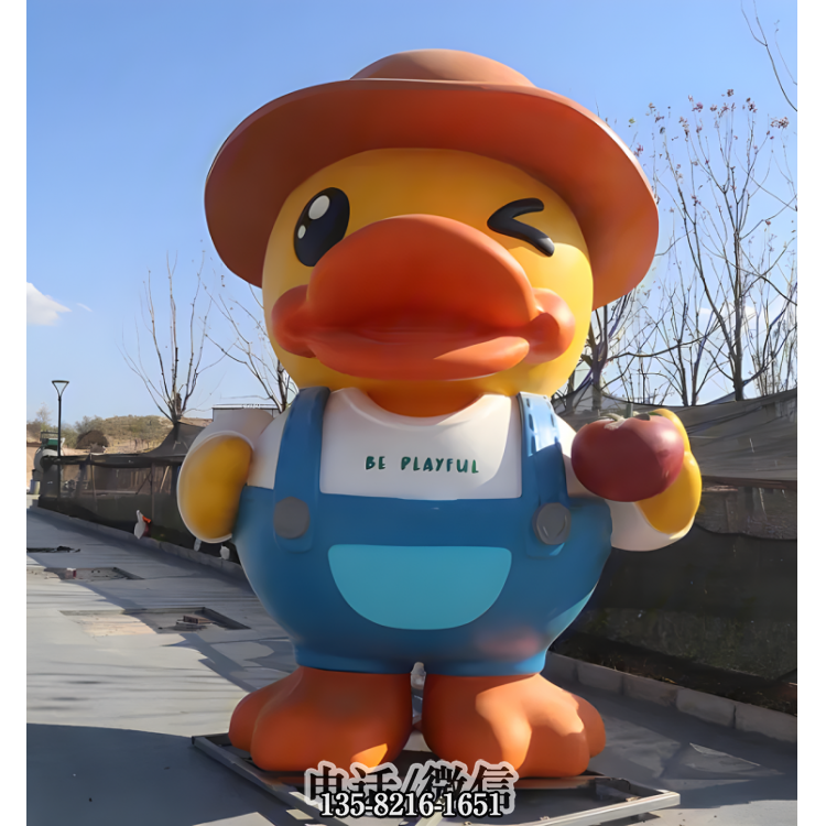 穿背带裤戴礼帽的卡通鸭子公仔 穿背带裤戴礼帽的卡通鸭子公仔
