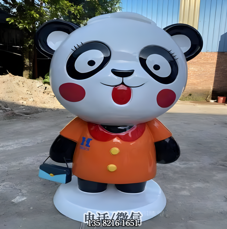 玻璃钢熊猫公仔卡通雕塑 玻璃钢熊猫公仔卡通雕塑