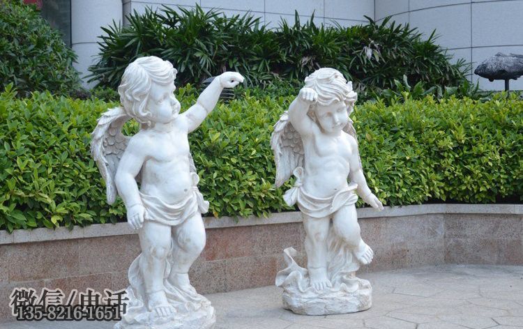 玻璃钢仿石西方小天使雕塑 玻璃钢仿石西方小天使雕塑