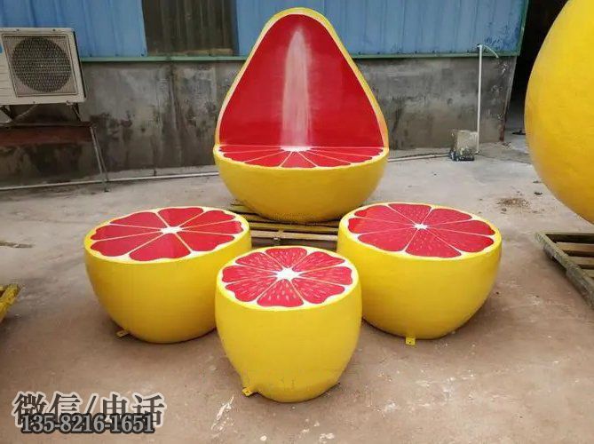 玻璃钢仿真柚子造型椅凳 玻璃钢仿真柚子造型椅凳
