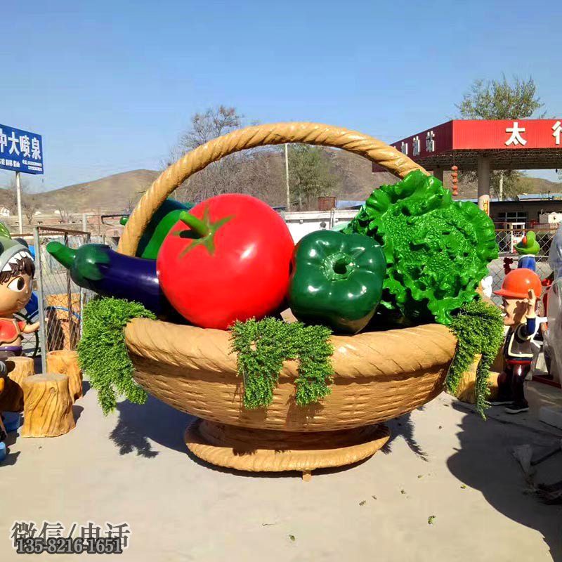 玻璃钢仿真蔬菜篮子景观雕塑 玻璃钢仿真蔬菜篮子景观雕塑