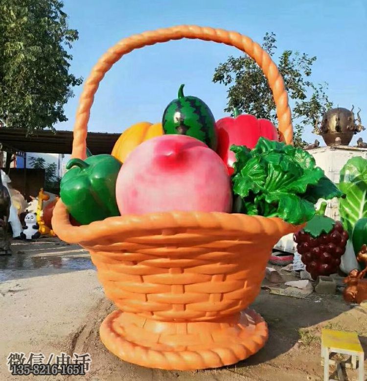 玻璃钢篮子仿真蔬菜篮子雕塑 玻璃钢篮子仿真蔬菜篮子雕塑